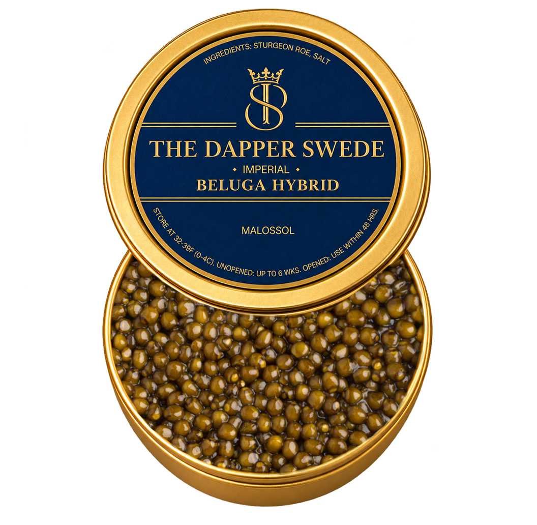 The Dapper Swede Imperial Beluga Hybrid caviar tin